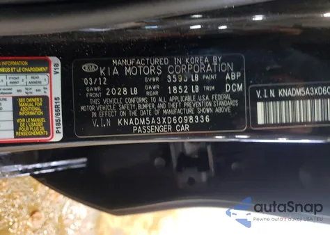 2013 Kia Rio Lx z USA, uszkodzony, nr VIN KNADM5A3XD6098336